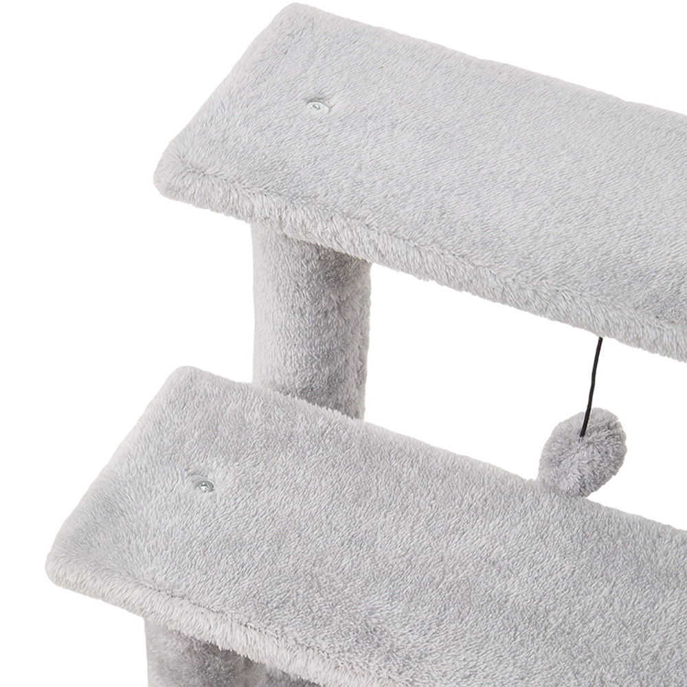 H&O Direct 3 Tier Pet Stairs with Soft Flannel Fabric and Hanging Ball Image 4