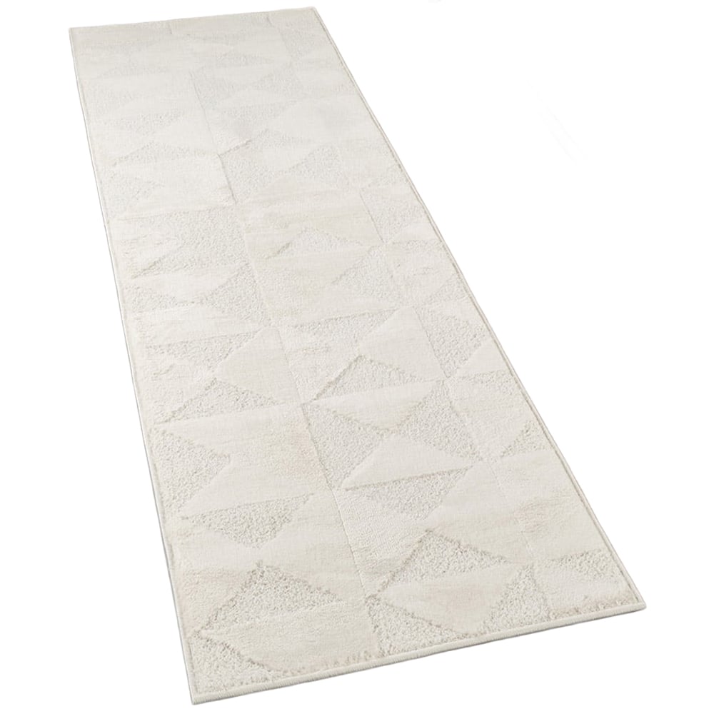 Desire Rugs Hamilton Cream Geometric Triangle Mosaic Rug 60 x 220cm Image 1