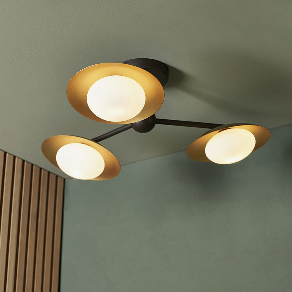 Merano Tivoli Gold and Dark Bronze 3 Light Ceiling Semi Flush Image 7