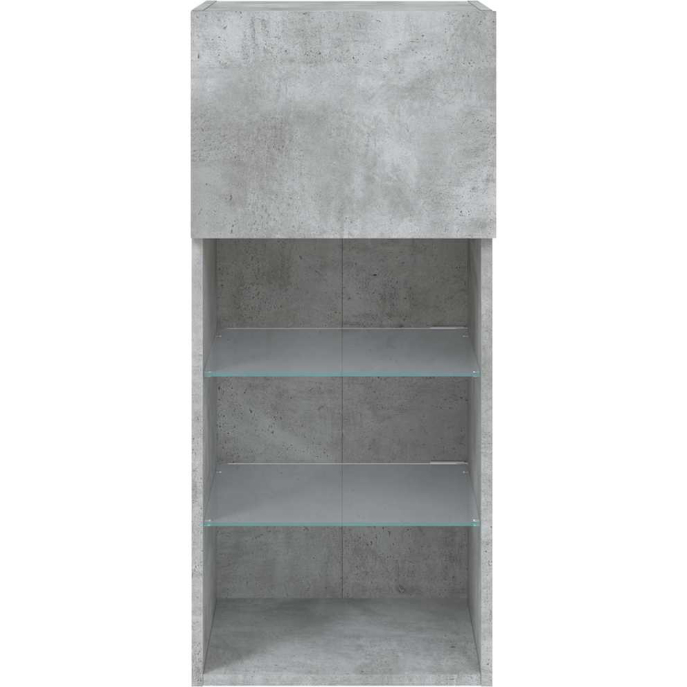 vidaXL 3 Glass Shelf Single Door Concrete Grey Wall Mounted TV Cabinet Set of 2 Image 4