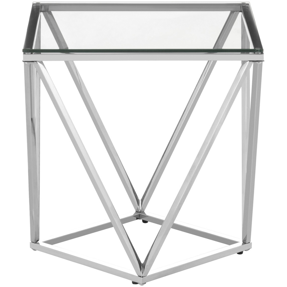 Premier Housewares Allure Silver Inverted Prism Twist Small End Table with Glass Top Image 2