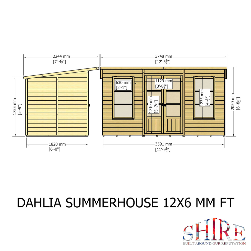 Shire GB Dahlia 12 x 6ft Summerhouse Image 9
