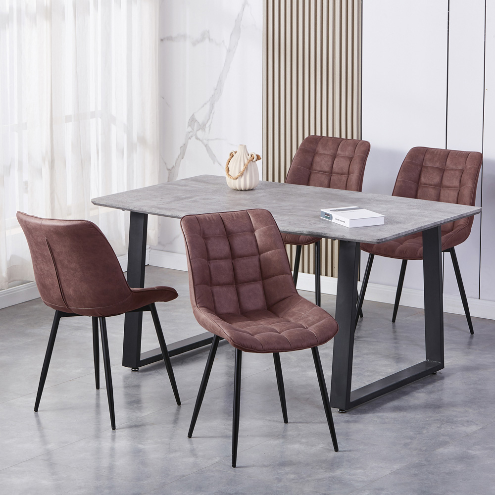 Alba Set of 2 Brown Suede Effect Plush Padded Dining Chairs Image 6