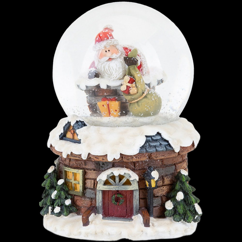The Christmas Gift Co LED Santa in Chimney Waterball 6.5cm Image 1