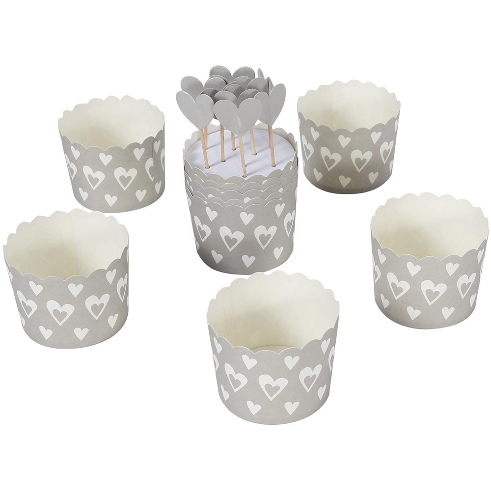 Pack of 10 Heart Cupcake Decorating Set with Flags Image 2