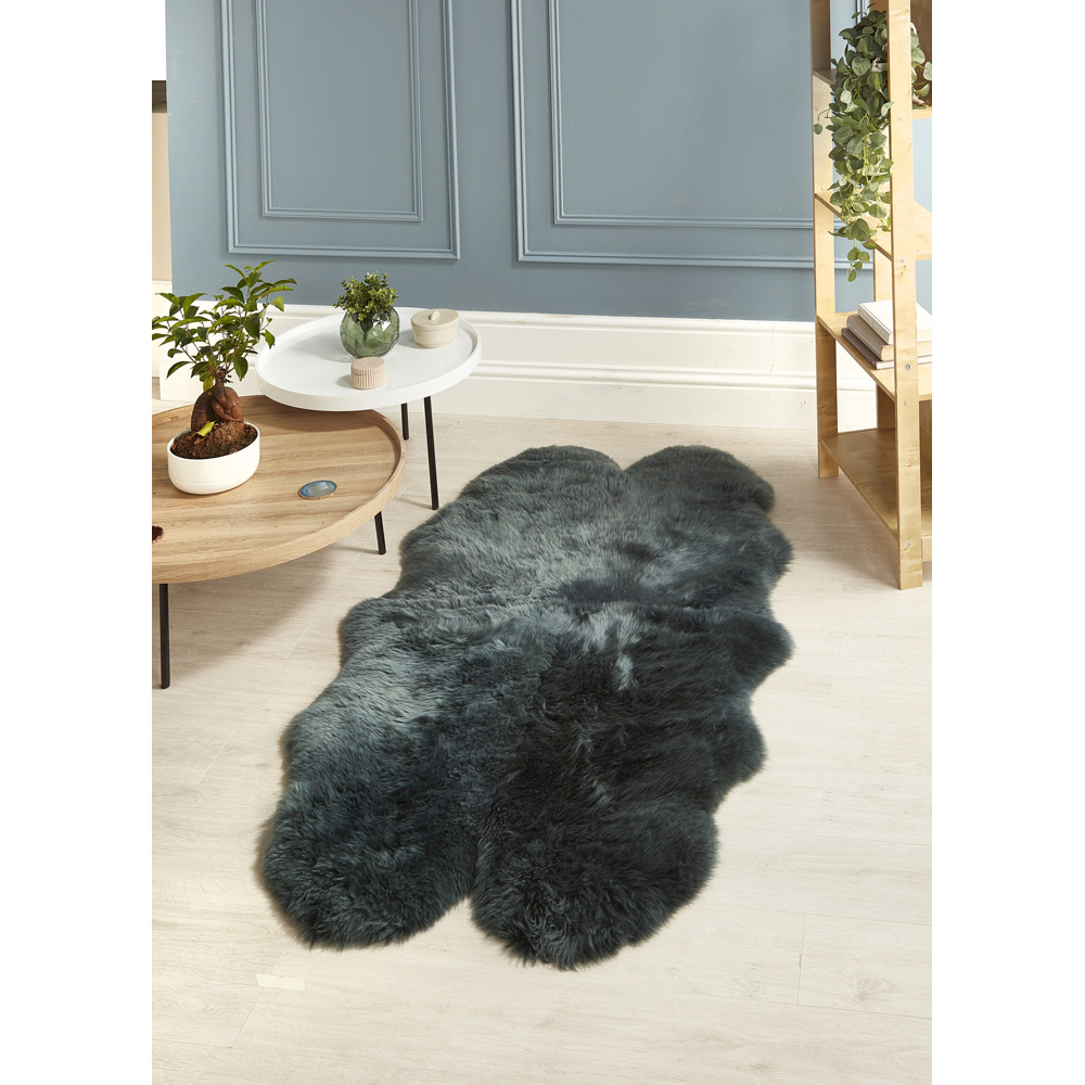 Origins Genuine Sheepskin Forest Green Quad New Zealand Wool Rug 160 x 105cm Image 2