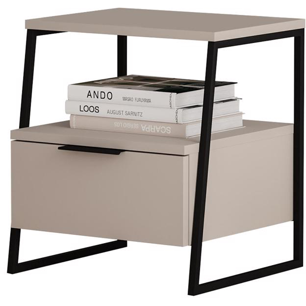FWStyle Pal Single Drawer Single Shelf Sandstone Bedside Table Image 2