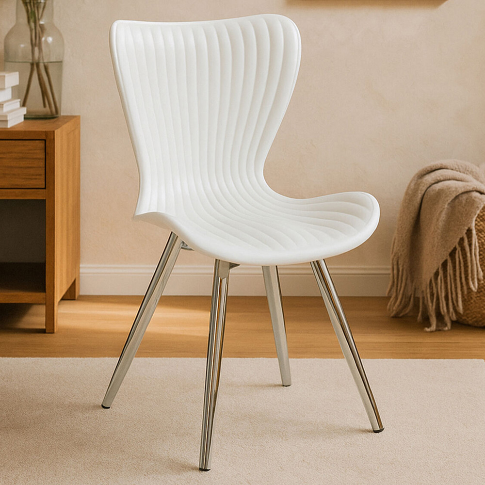 Premier Housewares Stockholm Silver and White Textured Dining Chair Image 1