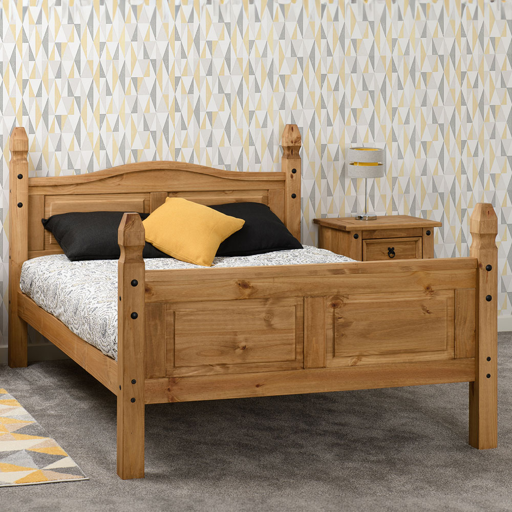 Seconique Corona King Size Distressed Waxed Pine High End Bed Image 1