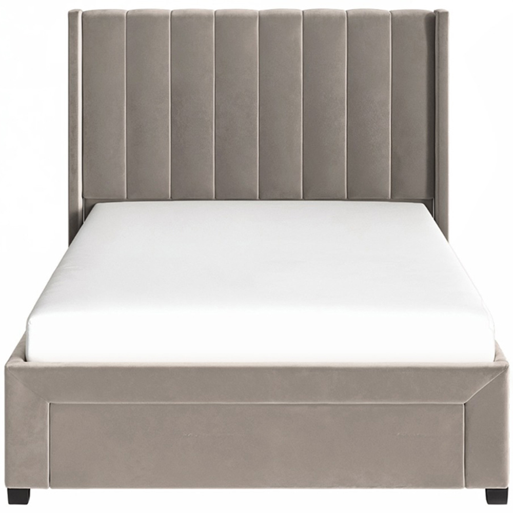 Flair Tiggy Double Beige Velvet Storage Bed with Winged Headboard Image 3