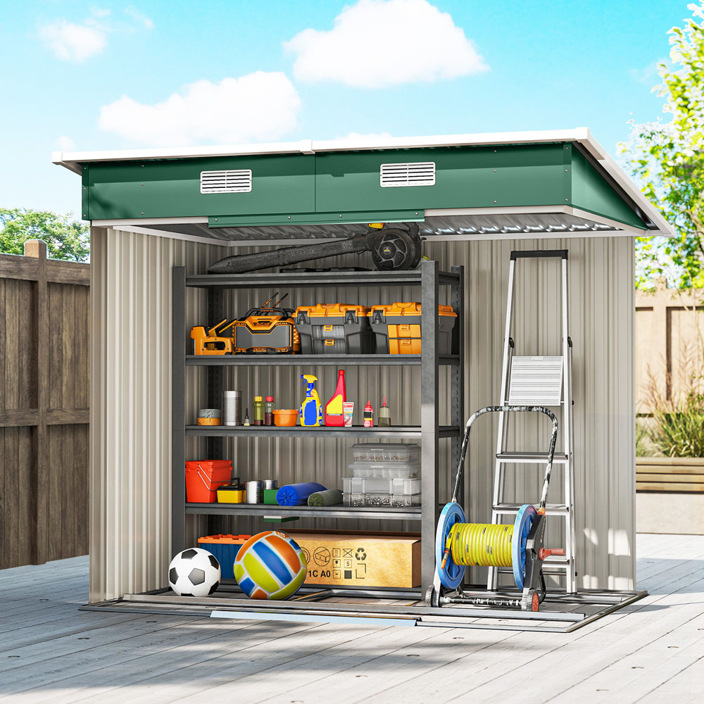 Outsunny 7 x 4ft Green Garden Storage Shed Image 3