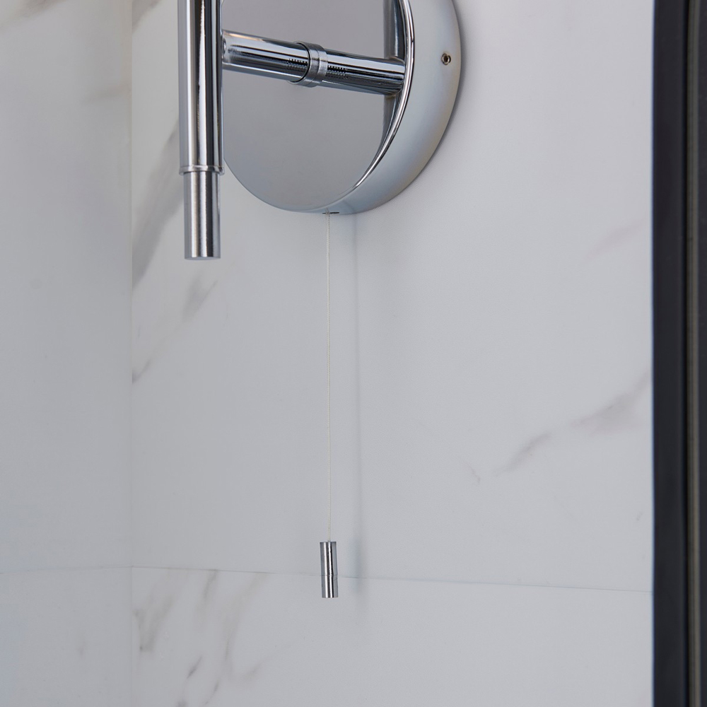 Merano Casoria Ribbed Glass Chrome Plate Bathroom Wall Light Image 3