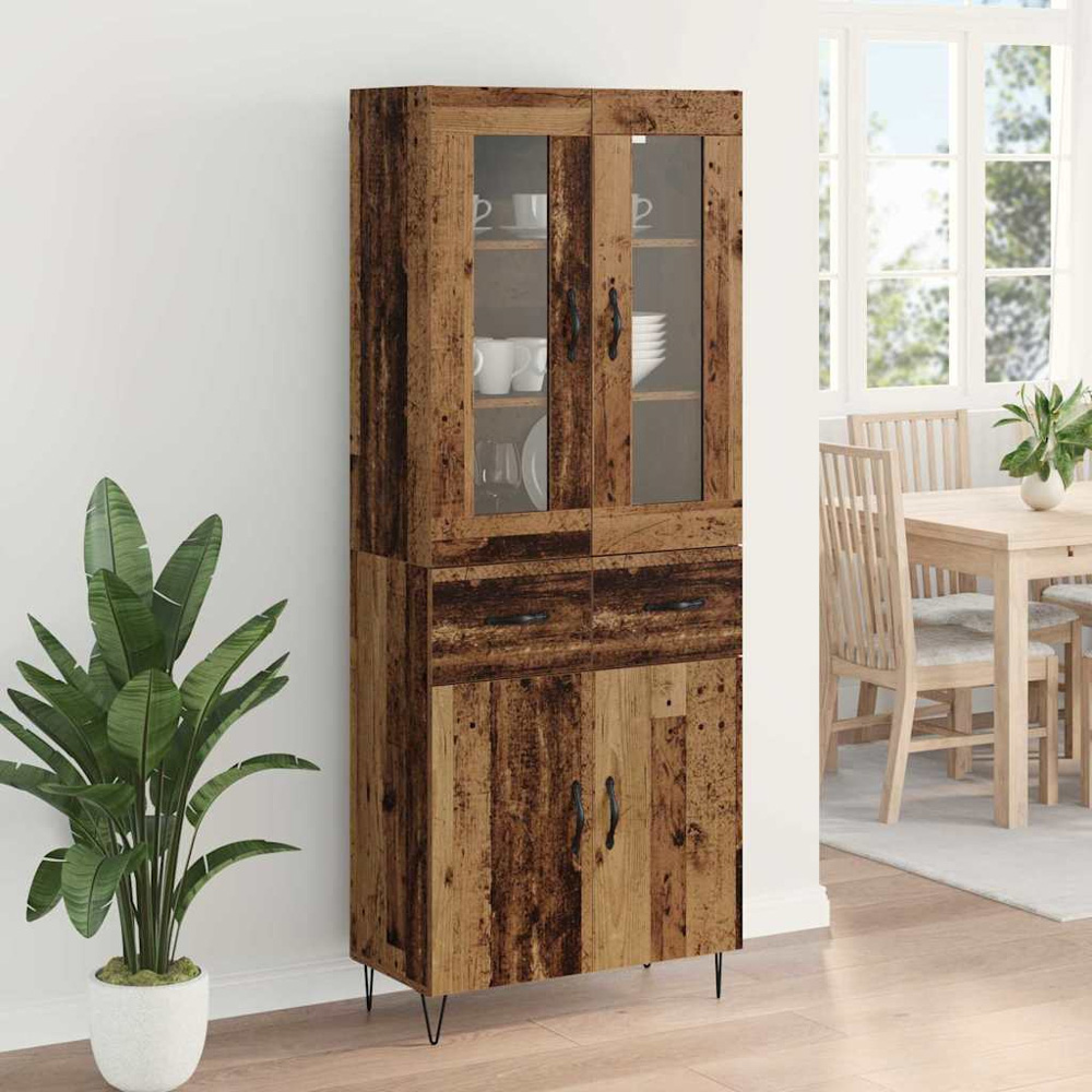 vidaXL 4 Door 2 Drawer Old Wood Sideboard Image 4