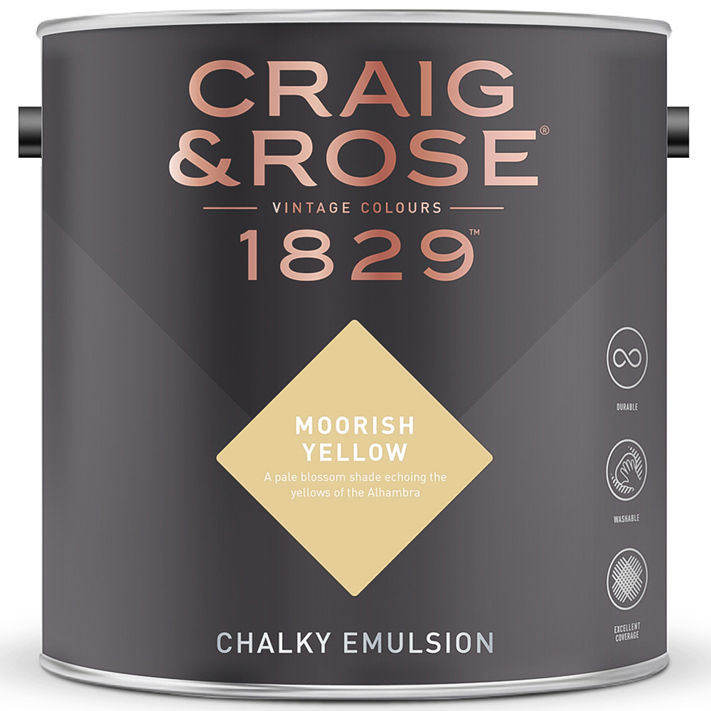 Craig & Rose 1829 Vintage Walls and Ceilings Moorish Yellow Chalky Matt Emulsion Paint 2.5L Image 2