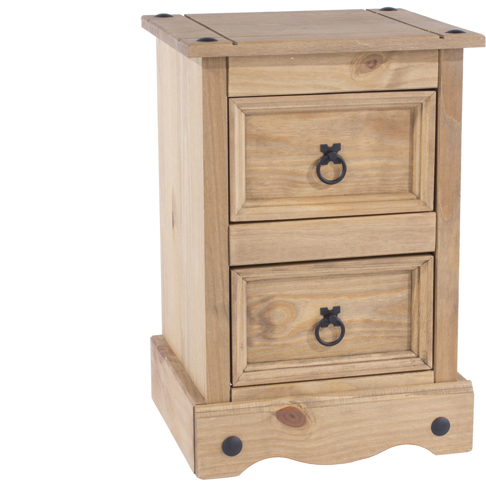 Corona 2 Drawer Antique Wax Petite Bedside Table Image 3