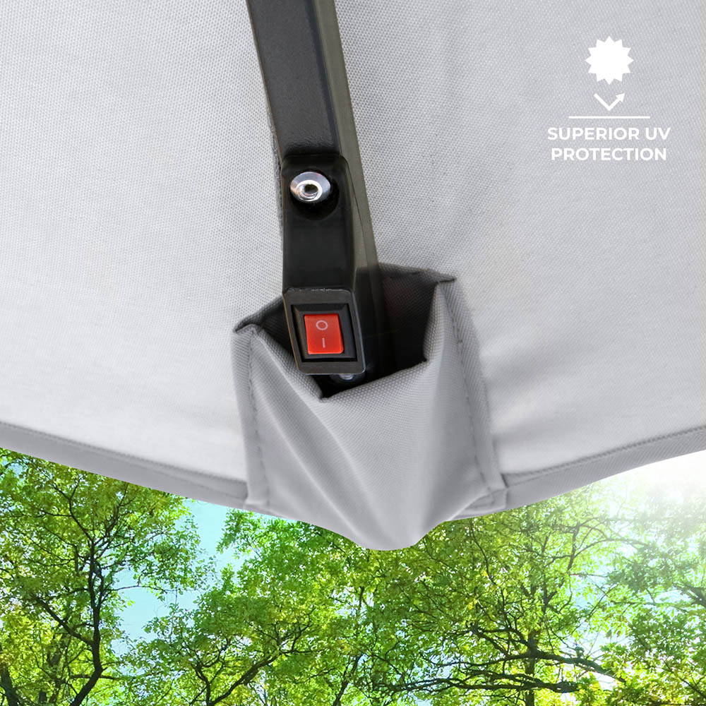 GardenKraft Grey 32 Solar LED Crank and Tilt Parasol 2.7m Image 8