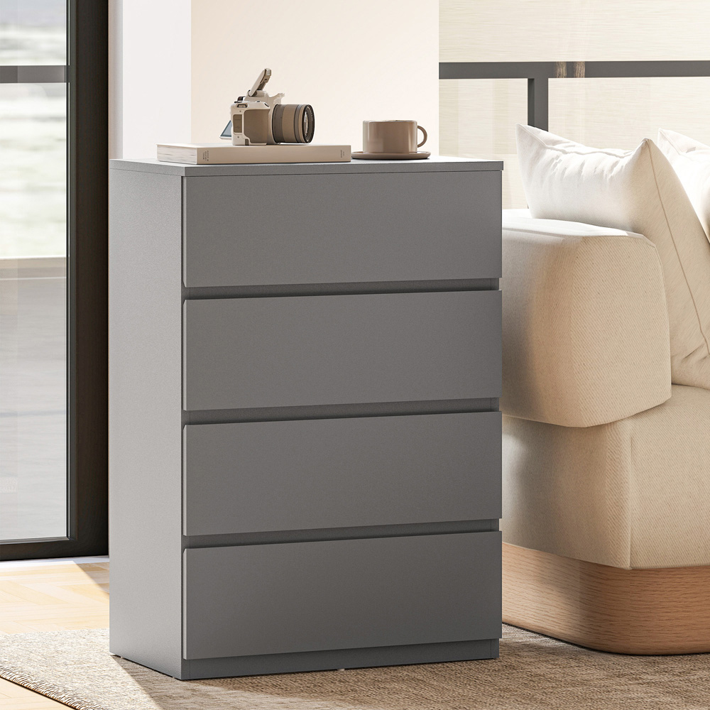 Portland 4 Drawer Grey Bedroom Chest of Drawers Image 7