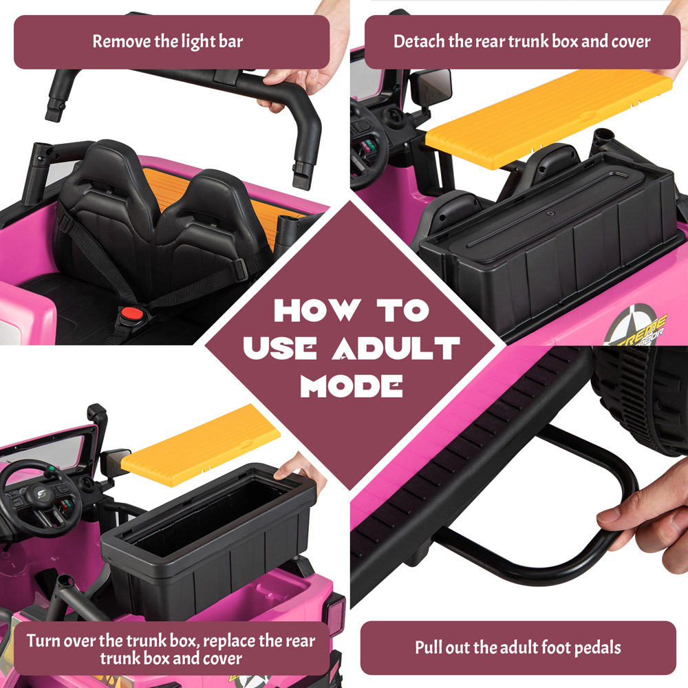 Costway Pink Kids Electric Ride On Car with Music and LED Light Image 8