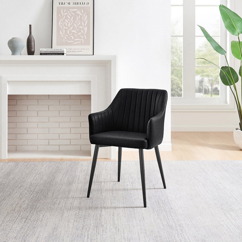 Furniturebox Cori Set of 2 Black Faux Leather Dining Chair Image 5