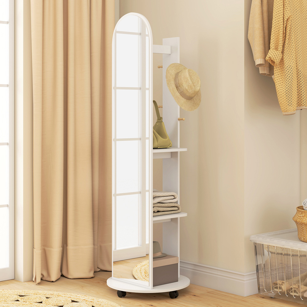 HOMCOM 2-in-1 White Full Length Mirror with Wheels Image 3