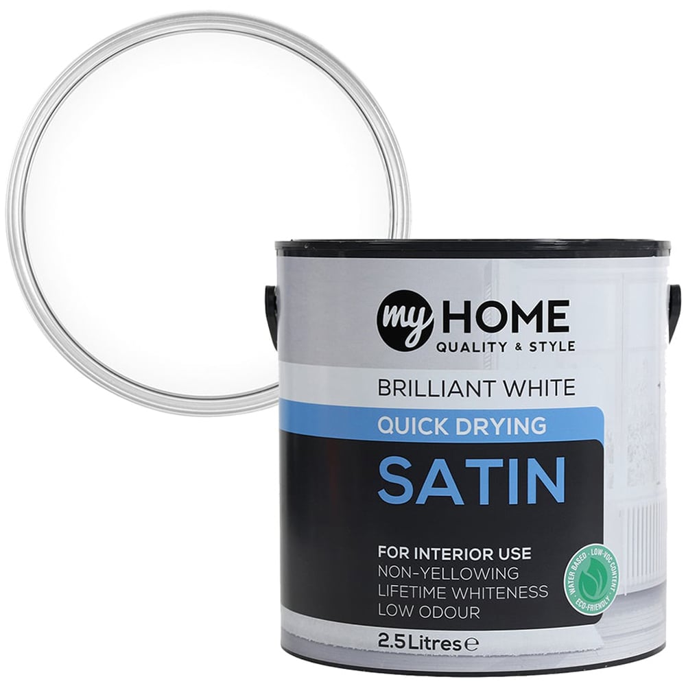 My Home Wood & Metal Pure Brilliant White Satin Paint 2.5L Image 1