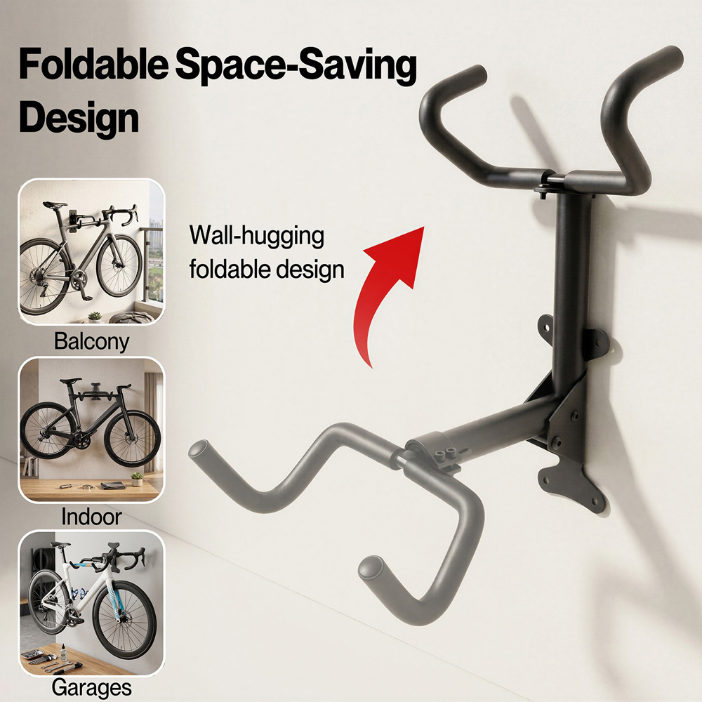 Monvelo Black Foldable Bike Wall Mount Rack Image 6