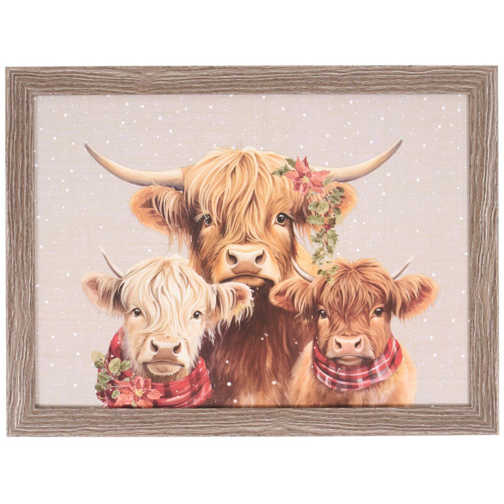 Festive Highland Cow Lap Tray Brown Image 1