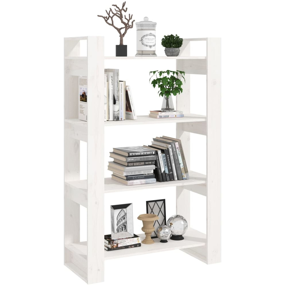 vidaXL 4 Shelf White Solid Pine Wood Bookcase Image 4