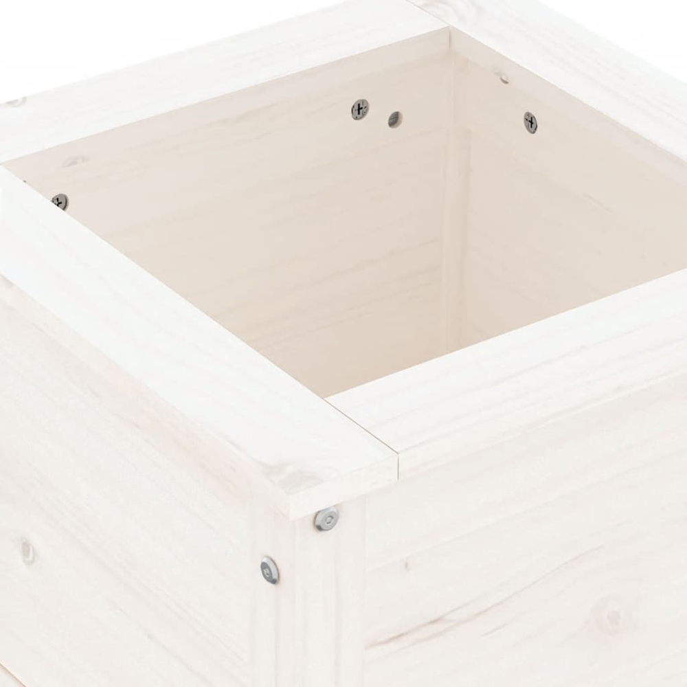 vidaXL White Solid Pine Wood Garden Planter 39 x 40 x 40cm Image 6