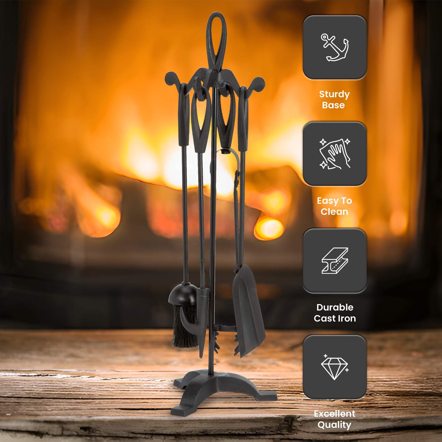 Black 5 Piece Companion Set Black Image 3