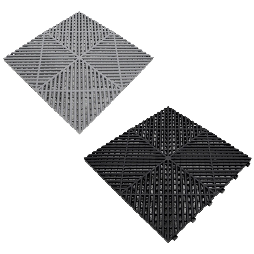 Monstershop 165 Grey and 60 Black Vented Garage Floor Tiles With Edges Image 1