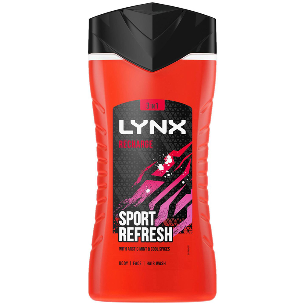 Lynx Recharge Arctic Mint and Cool Spices Shower Gel 225ml 6 Pack Image 2