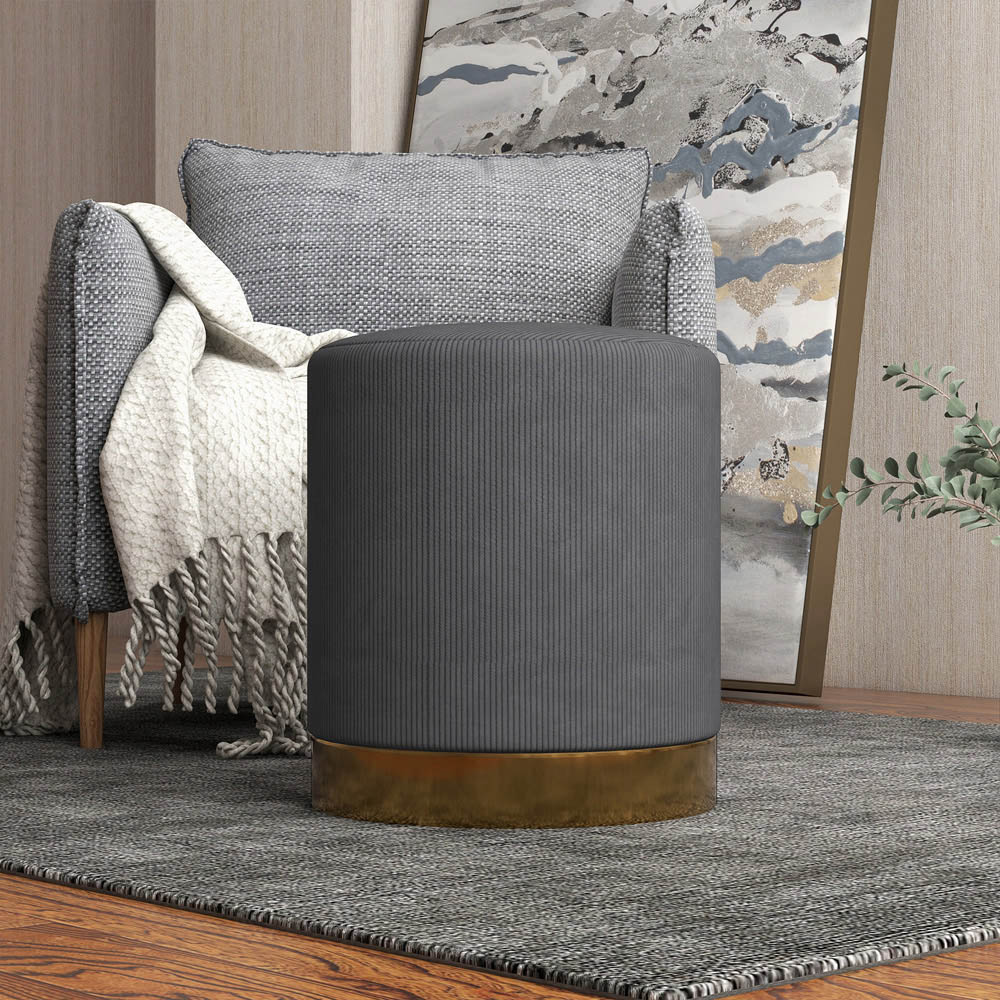 Portland Charcoal Grey Round Footstool Image 3