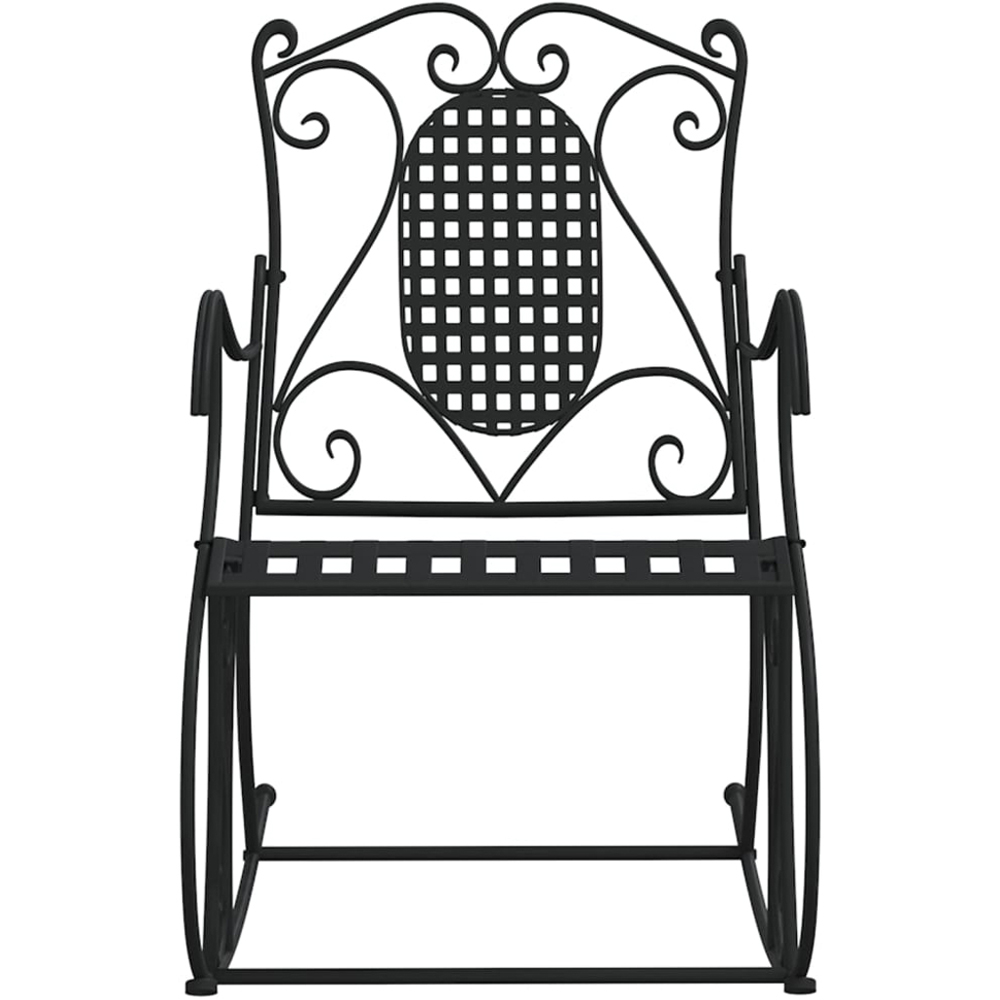 vidaXL Single Seater Black Steel High Backrest Garden Rocking Bench Image 3