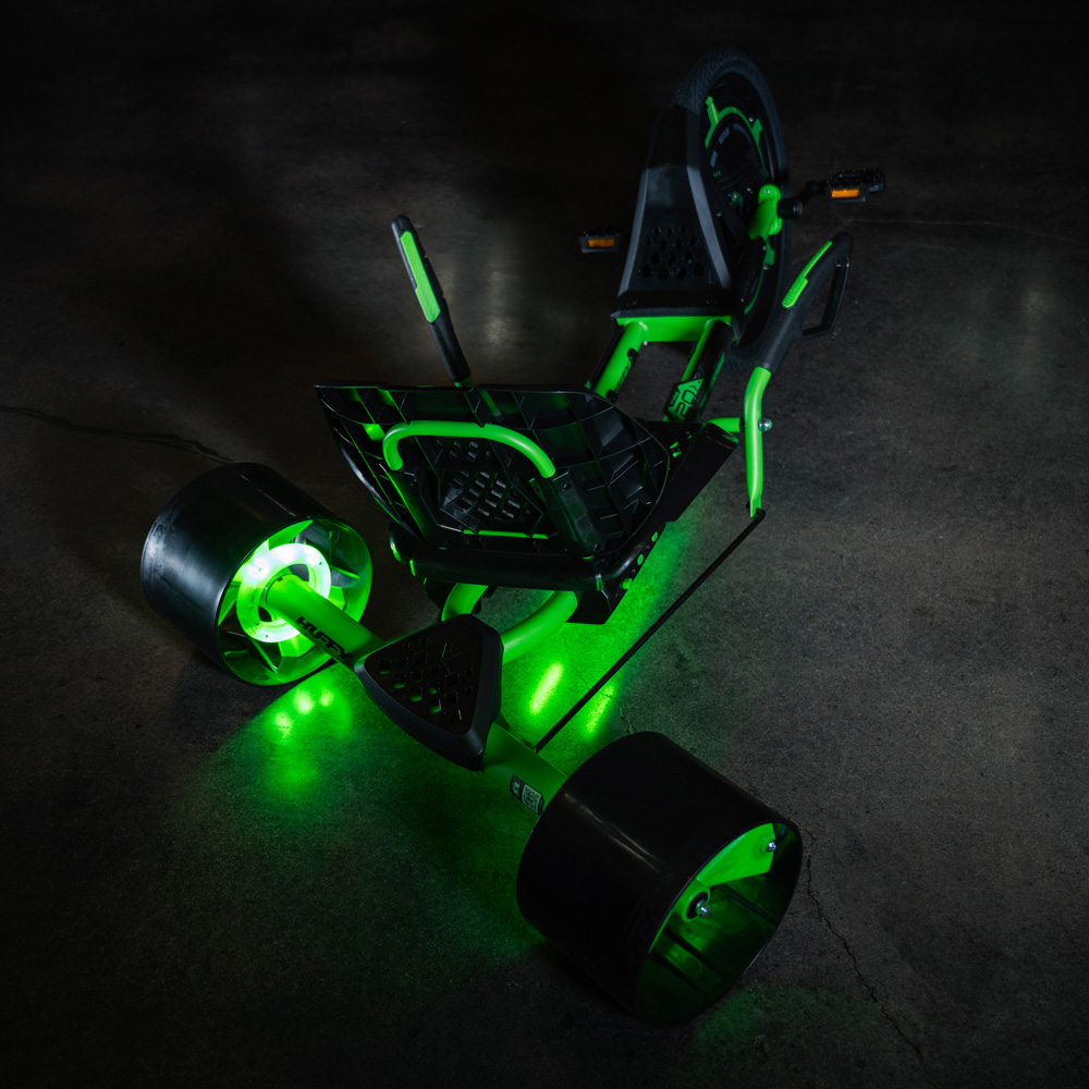 Huffy Green Machine 20 inch Green Kids LED Drifting Trike with Adjustable Seat and Pedal Handbrake Image 2