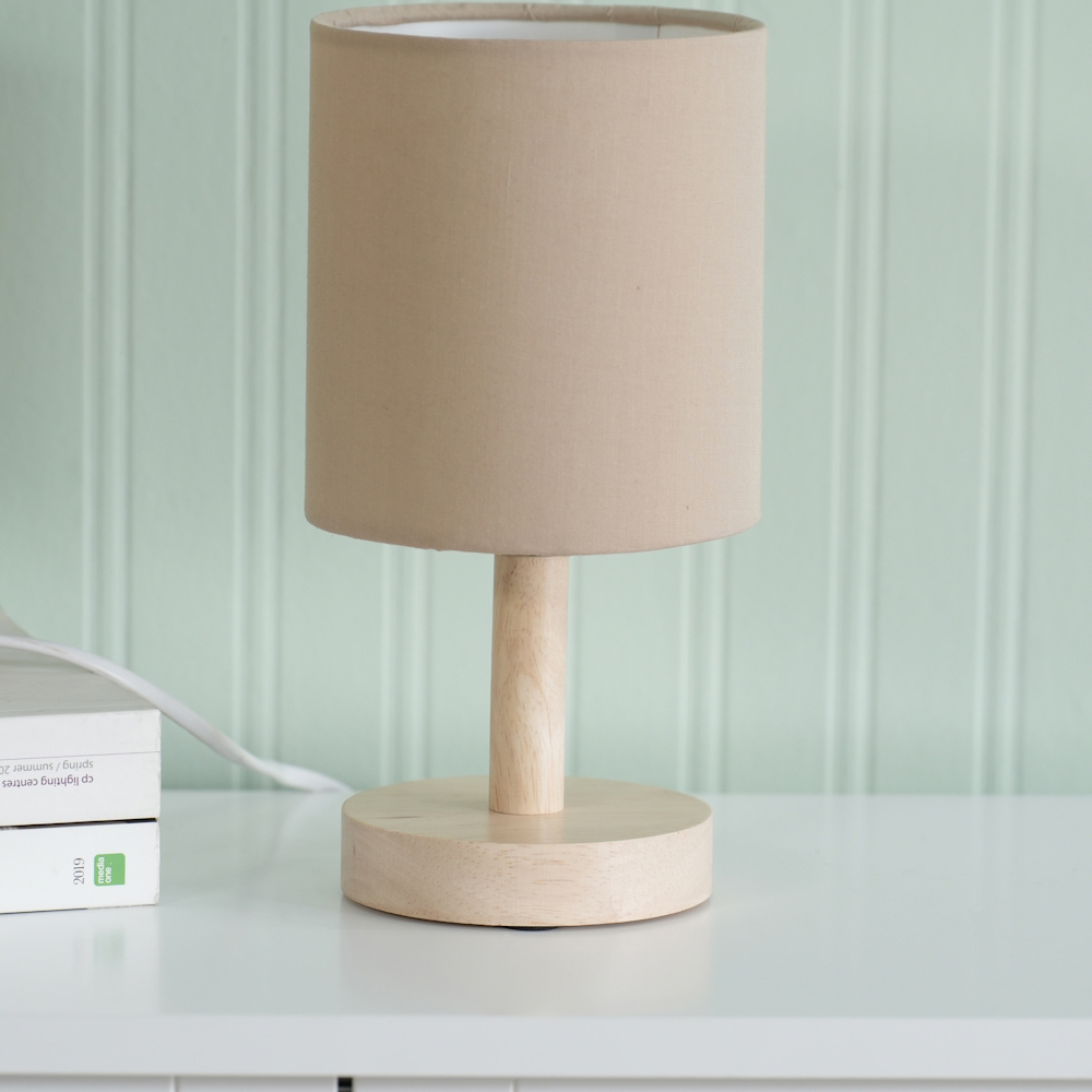 ValueLights Nelly 2 Pack Natural Shade Wooden Base LED Bedside Table Lamp Image 5