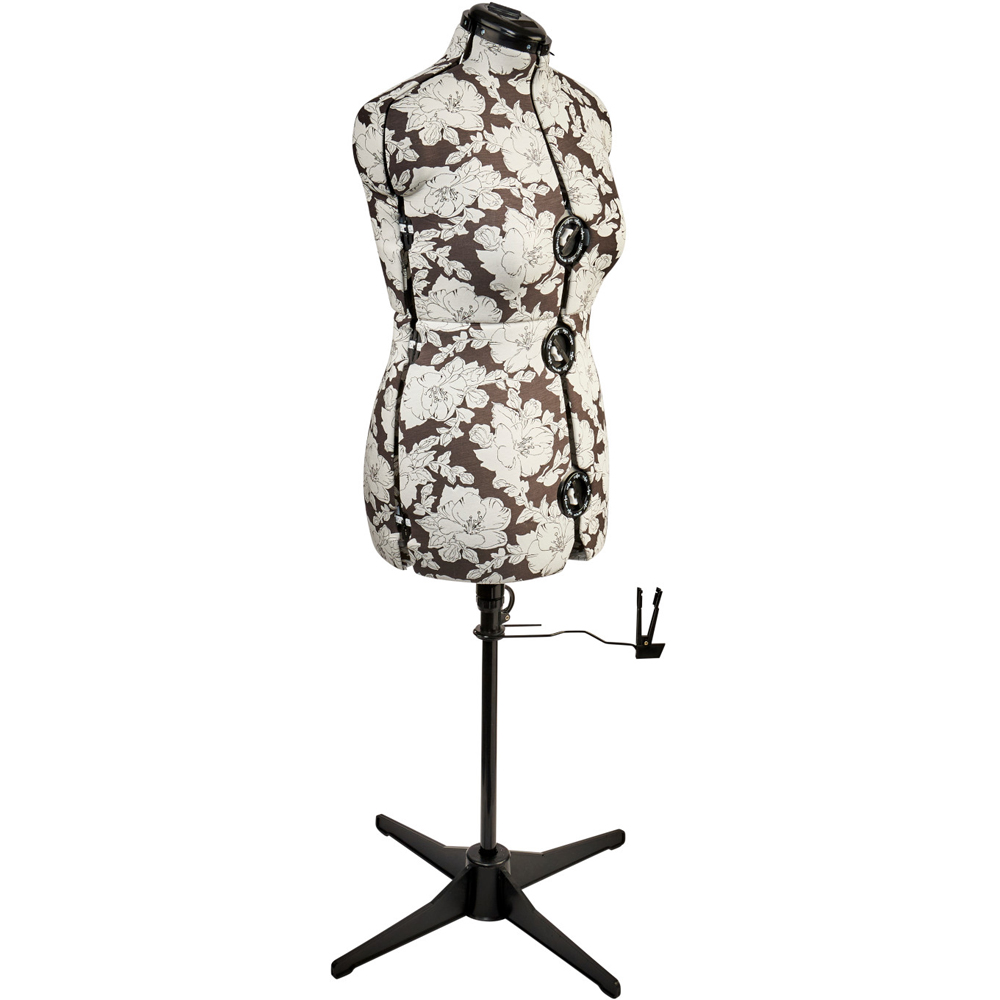 Sewing Online 5901B Grey Floral Hollyhock Adjustable 8-Part Dressmakers Dummy with Hem Marker Medium Image 1
