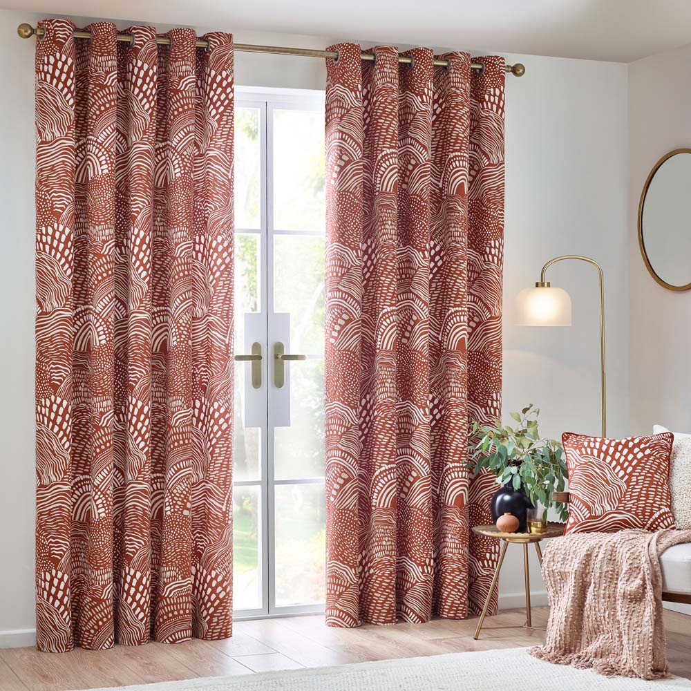 Hoem Nola Chestnut Abstract Eyelet Curtains 229 x 229cm Image 6