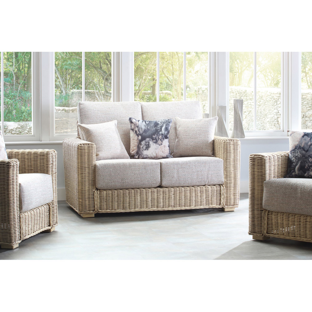 Desser Burford 4 Seater Blush Tweed Natural Rattan Sofa Set Image 5