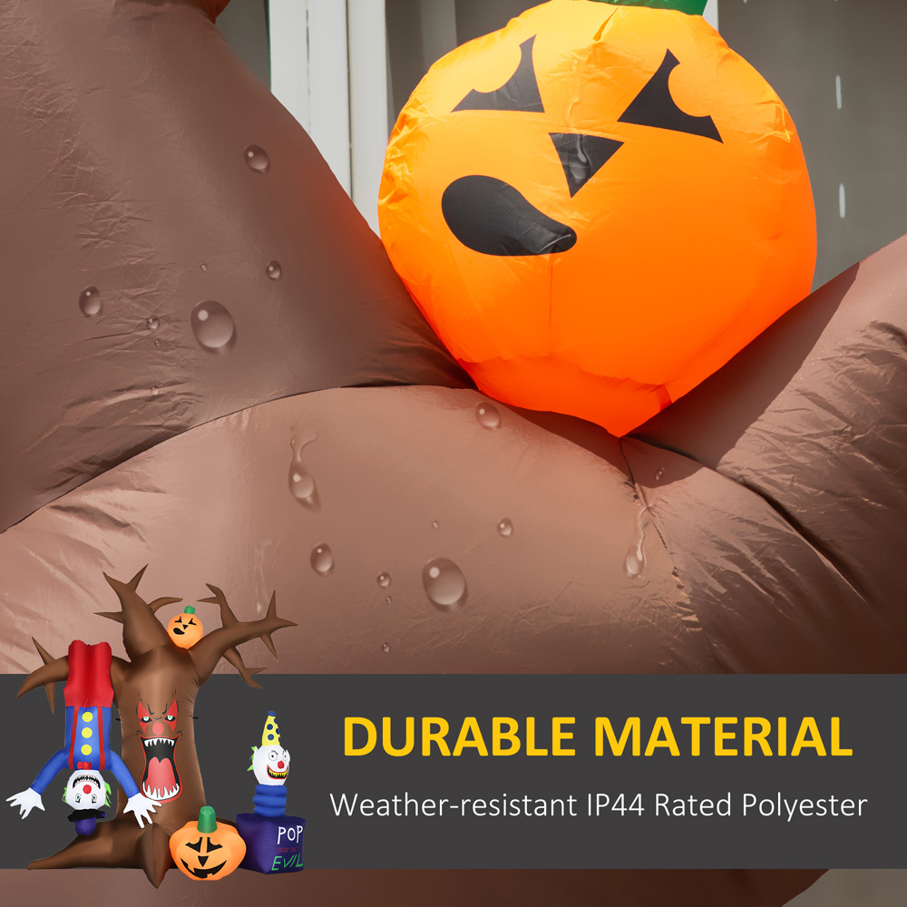 Outsunny Halloween Inflatable Ghost Tree with Upside Down Clown and Pumpkins 7ft Image 4