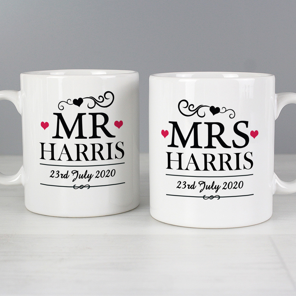 Personalised Memento Personalised Mr and Mrs Traditional Mug Set Image 3
