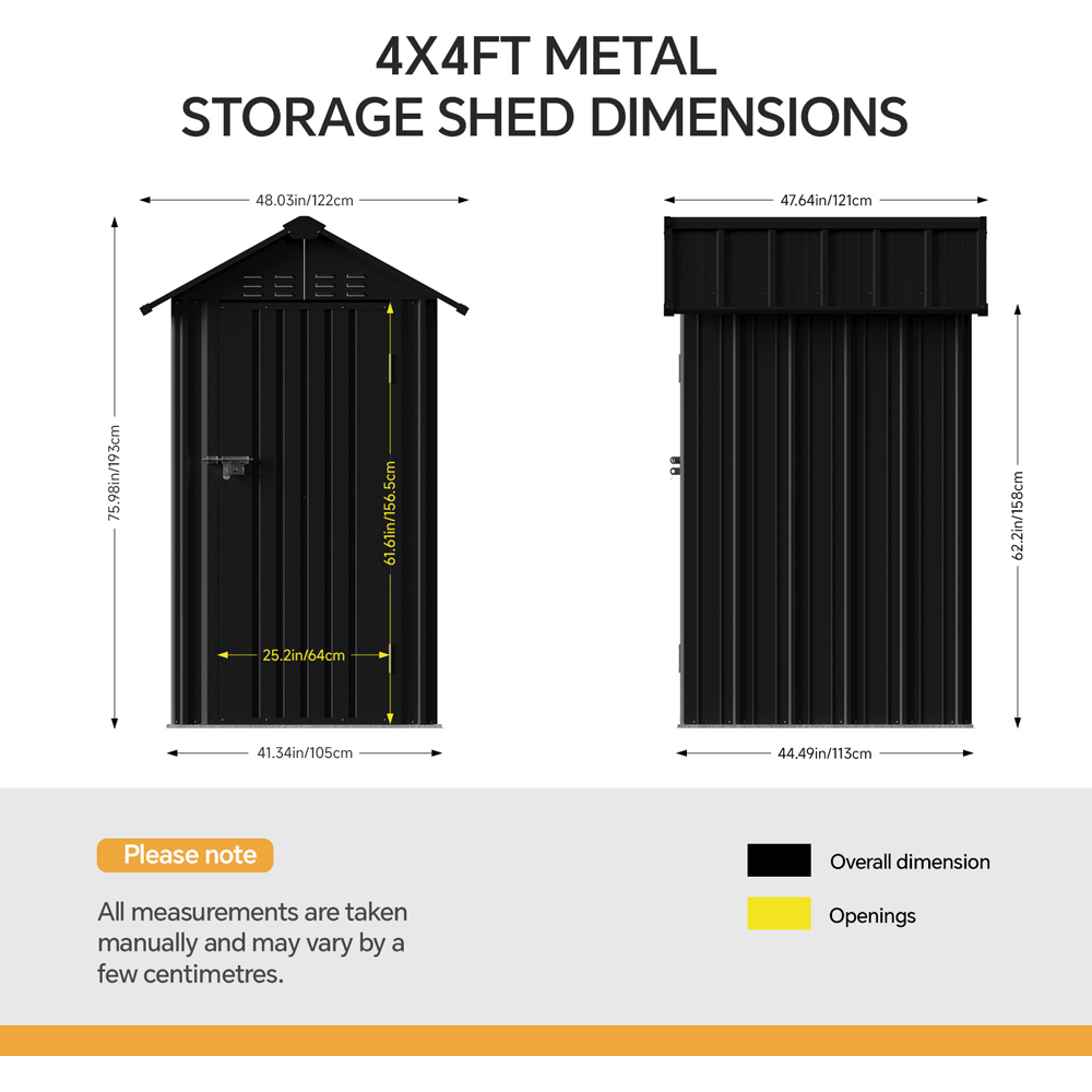 Living and Home 4 x 4ft Metal Lockable Apex Garden Storage Shed Image 8