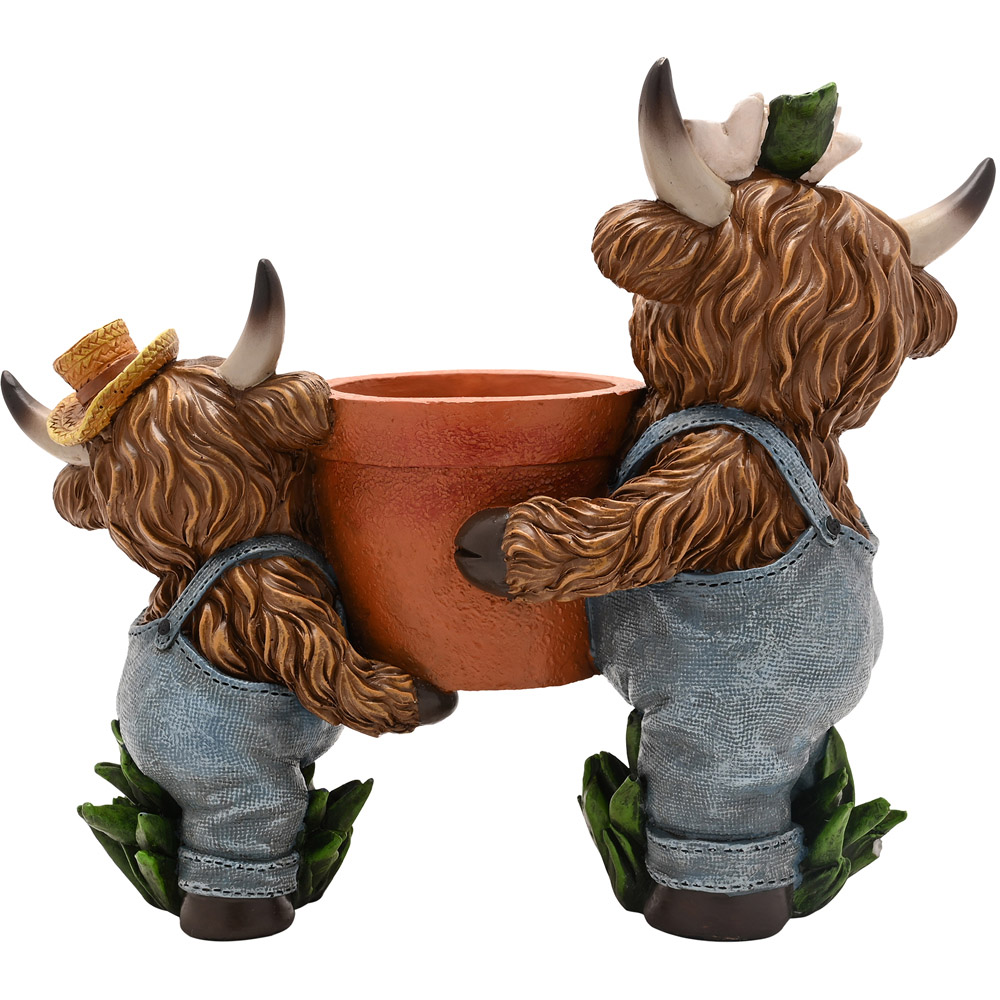 Country Living Big and Little Highland Cows with Plant Pot Image 5
