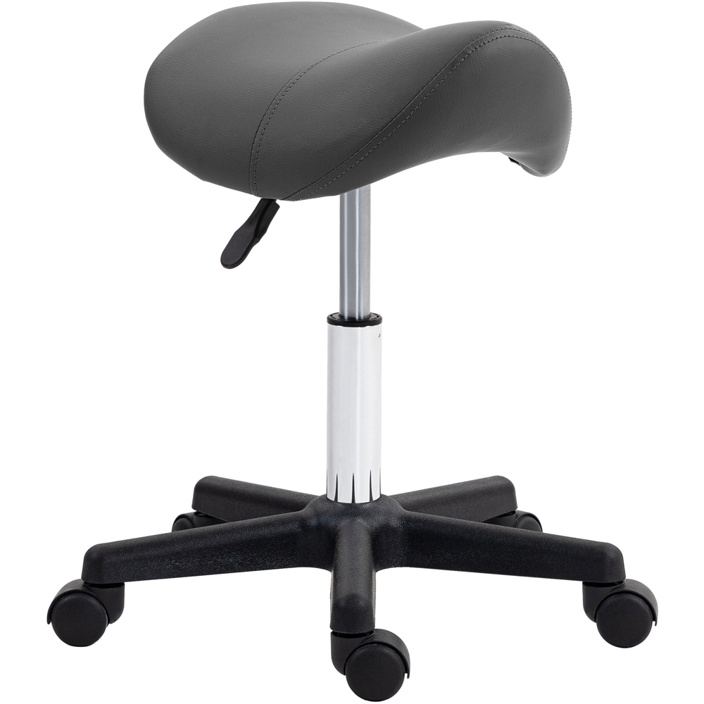 Portland Grey Adjustable Rolling Salon Saddle Stool Image 2