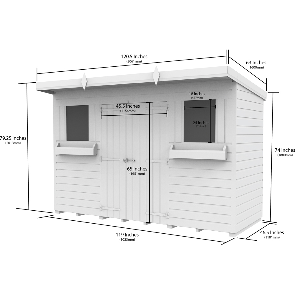 DIY Sheds 10 x 4ft Tongue and Groove Timber Pent Summer Garden Shed Image 8