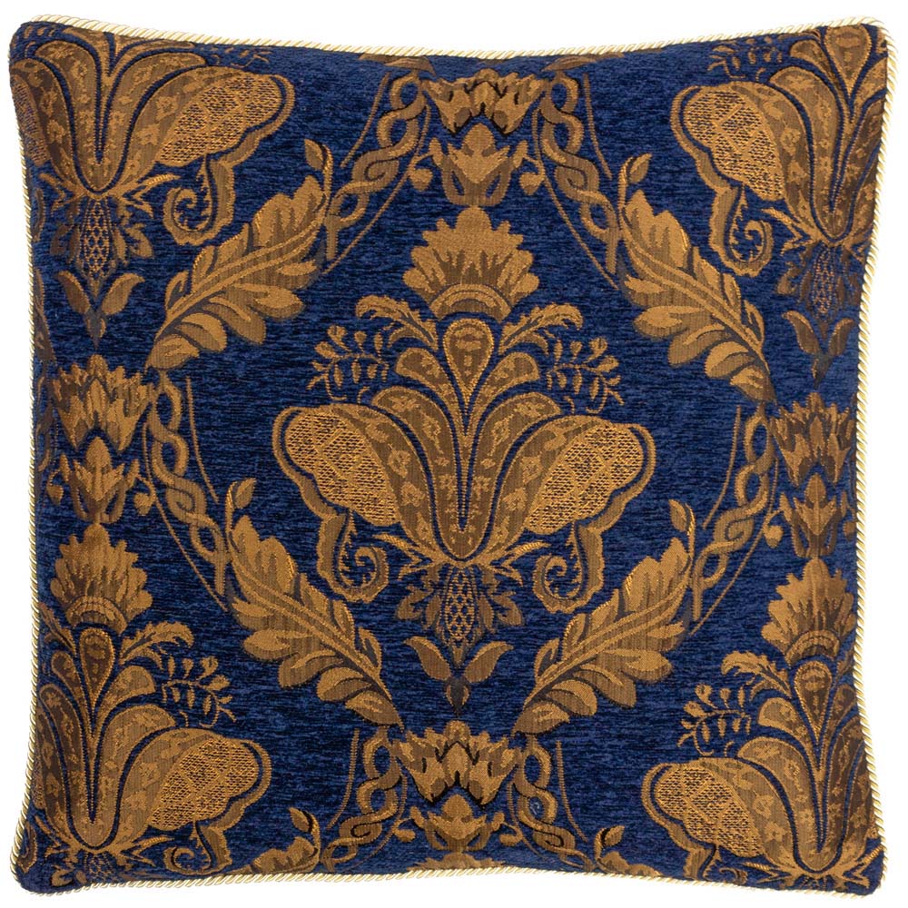 Paoletti Shiraz Navy Floral Jacquard Cushion Image 1