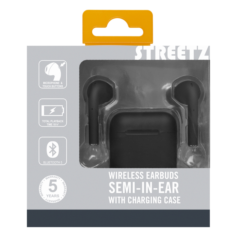 Streetz Black True Wireless Stereo Semi-in-ear Earbuds Image 4