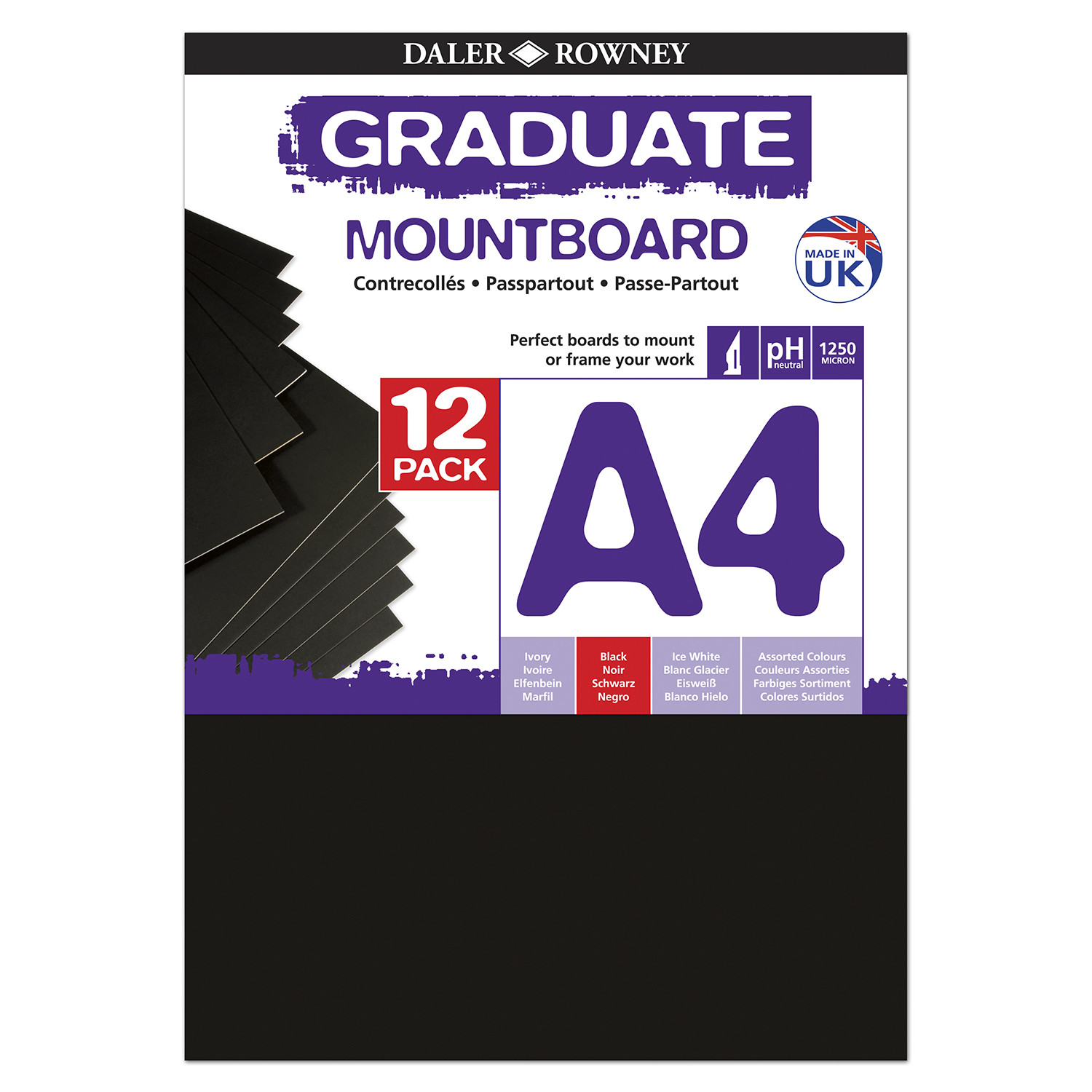 A4 Graduate Mountboard 12Pk - Black Image