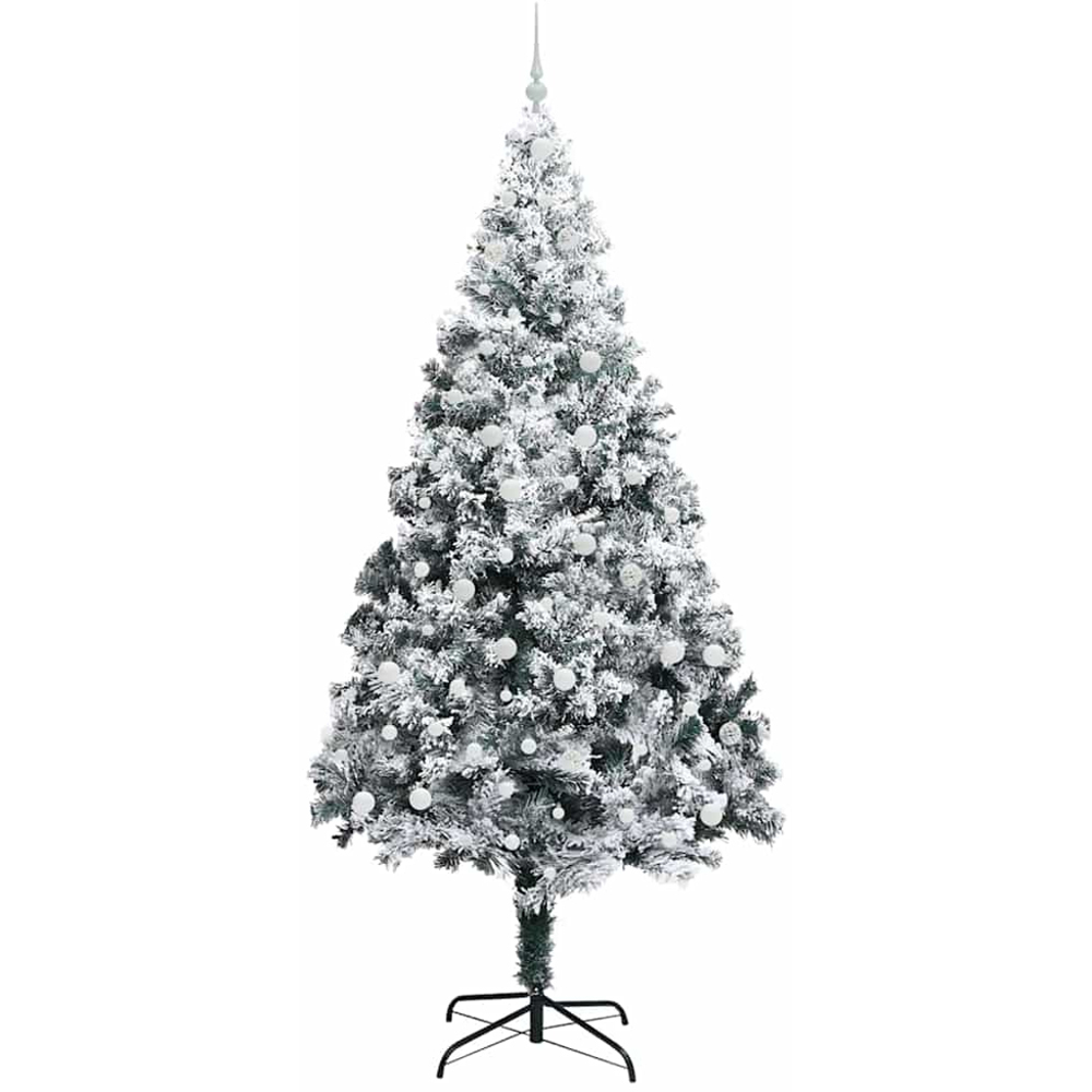 vidaXL Pre-Lit White Baubles White Artificial Christmas Tree 8ft Image 4