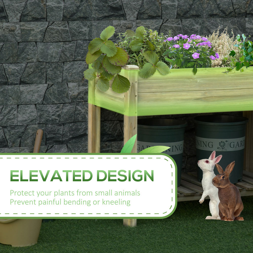 Outsunny Wooden Raised Planter Bed with Shelf 76 x 51 x 91cm Image 4